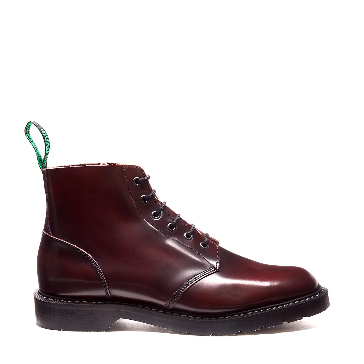 6 Eye Astronaut Boot - Burgundy Rub Off Hi Shine Solovair Original Sole Smoke