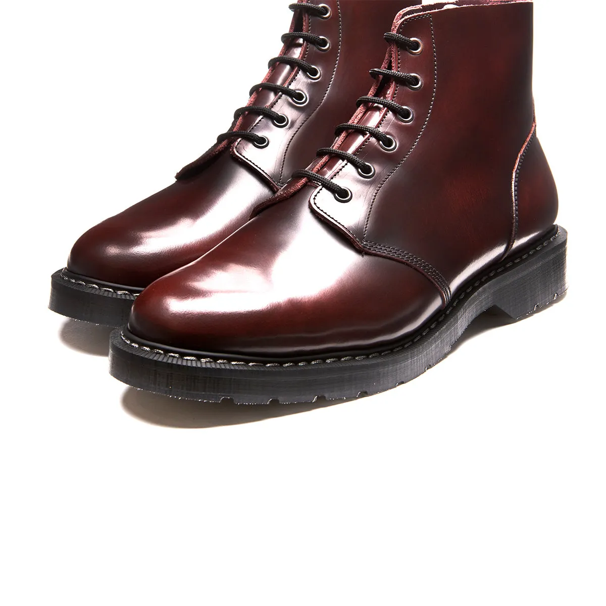 6 Eye Astronaut Boot - Burgundy Rub Off Hi Shine Solovair Original Sole Smoke