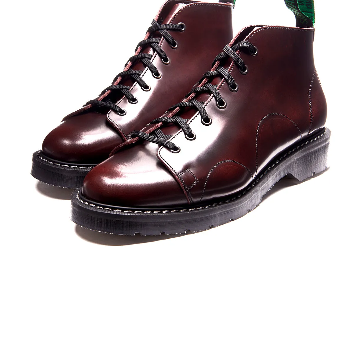 7 Eye Monkey Boot - Burgundy Rub Off Hi Shine Solovair Original Sole Smoke