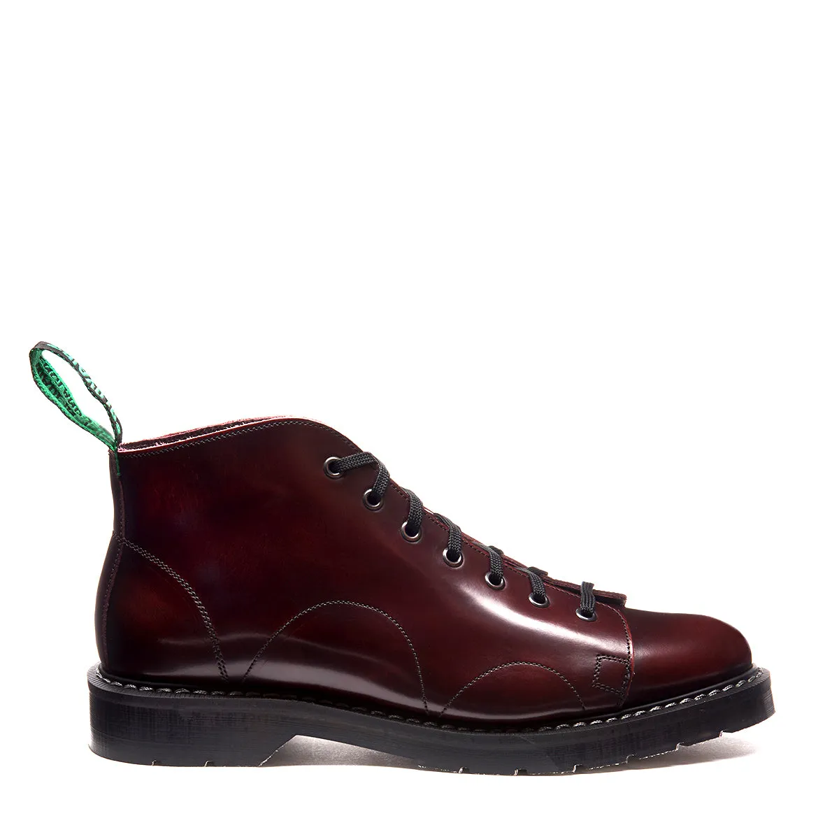 7 Eye Monkey Boot - Burgundy Rub Off Hi Shine Solovair Original Sole Smoke