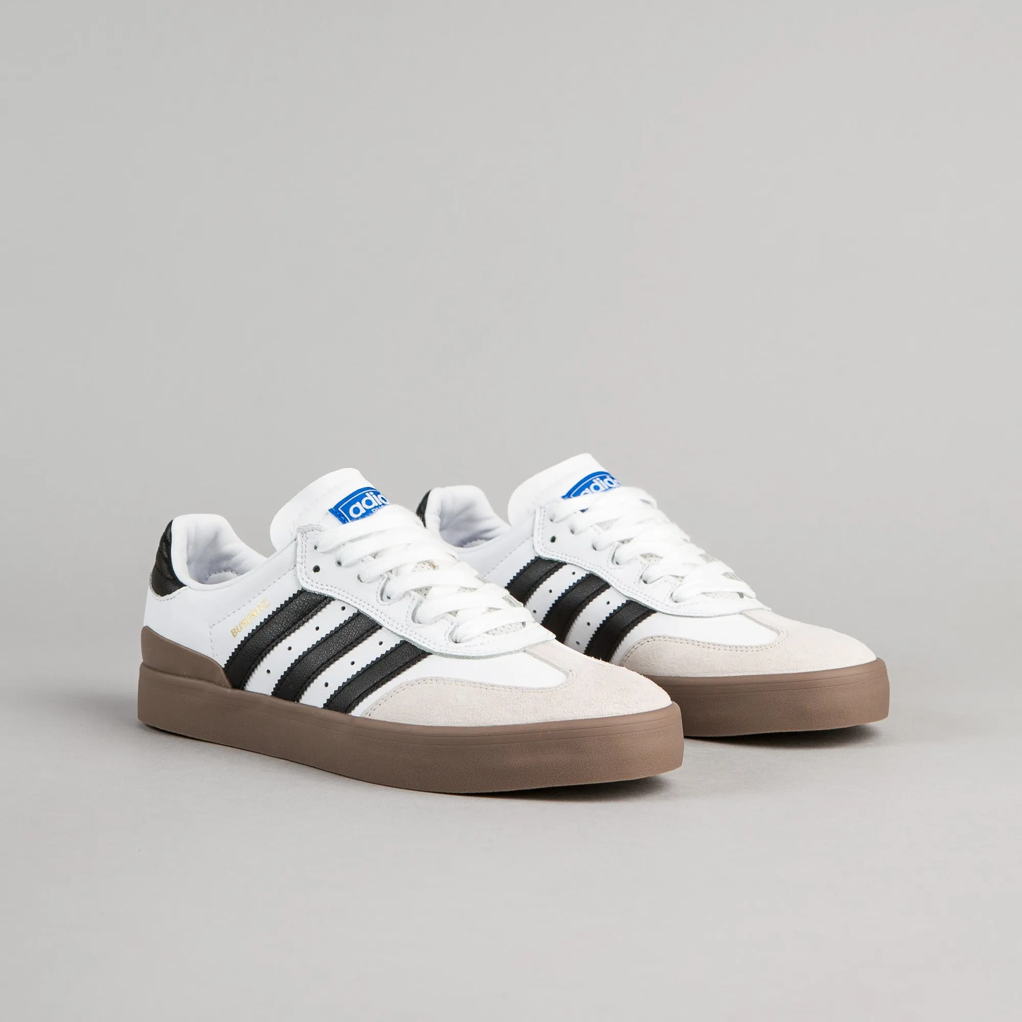 Adidas Busenitz Vulc Samba Shoes - White / Core Black / Bluebird