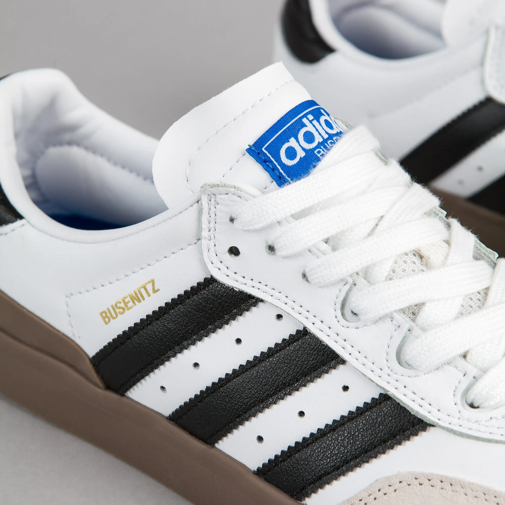 Adidas Busenitz Vulc Samba Shoes - White / Core Black / Bluebird