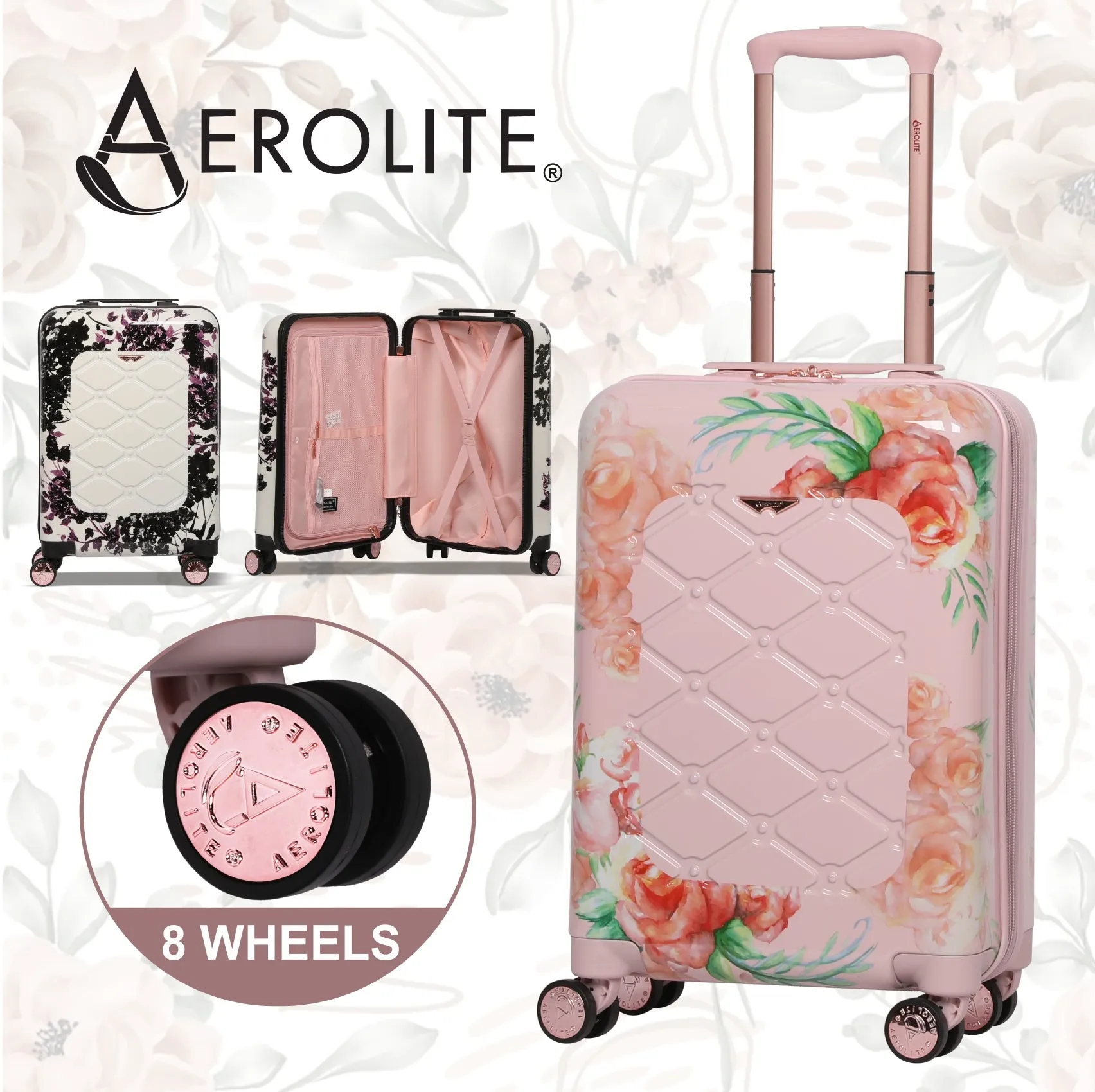 Aerolite (55x35x20cm) Premium Hard Shell Designer Cabin Suitcase, Approved For Ryanair (Priority), easyJet (plus/flexi/up front/extra legroom/large cabin upgrade), British Airways, Wizz Air, & Many More