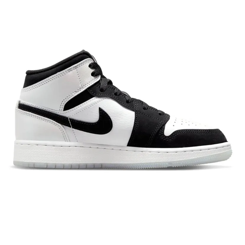 Air Jordan 1 Mid GS Diamond Pearl White Black