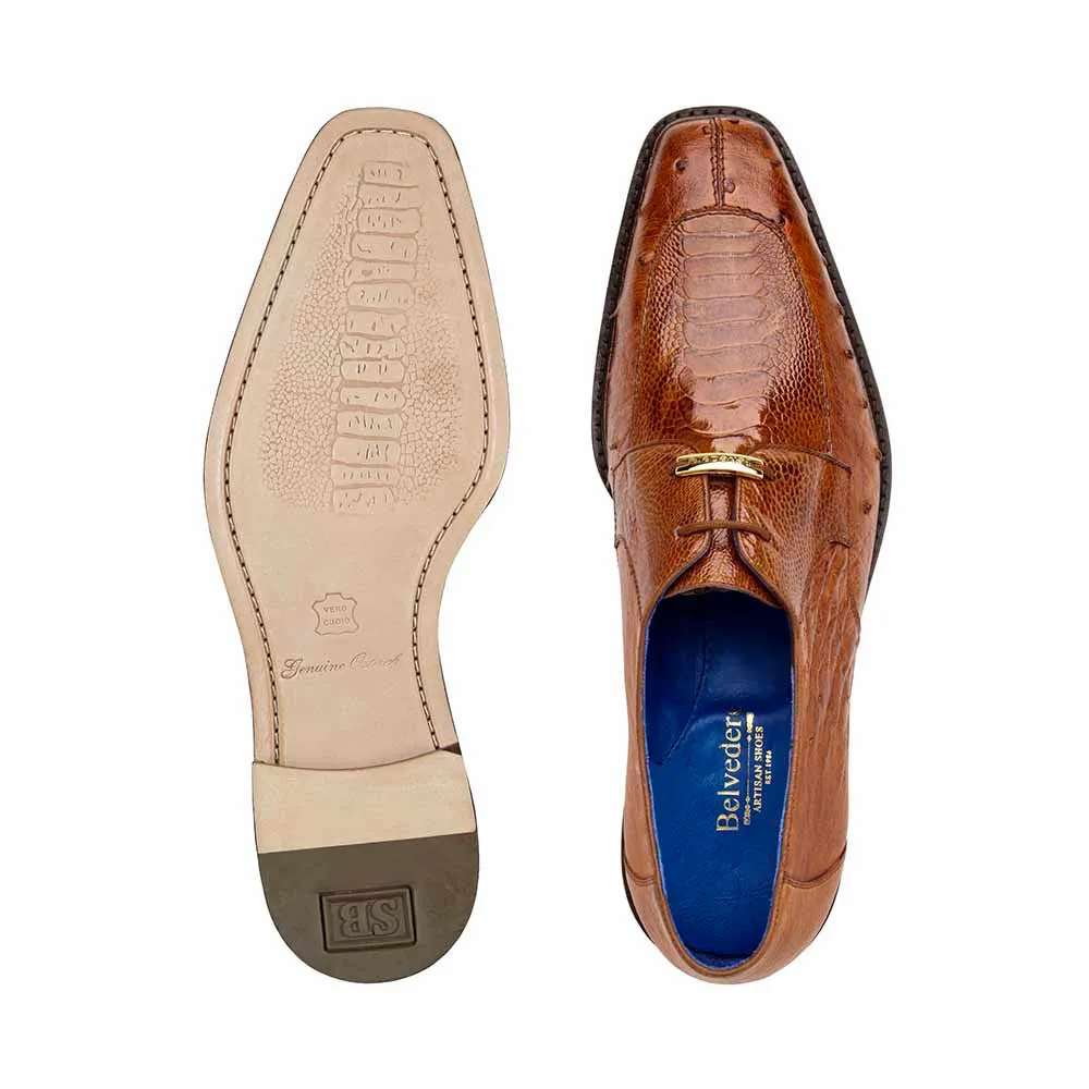 Belvedere Bolero Men's Split-Toe Derby Oxfords Almond Genuine Ostrich Shoes