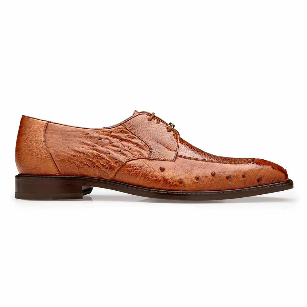 Belvedere Bolero Men's Split-Toe Derby Oxfords Almond Genuine Ostrich Shoes