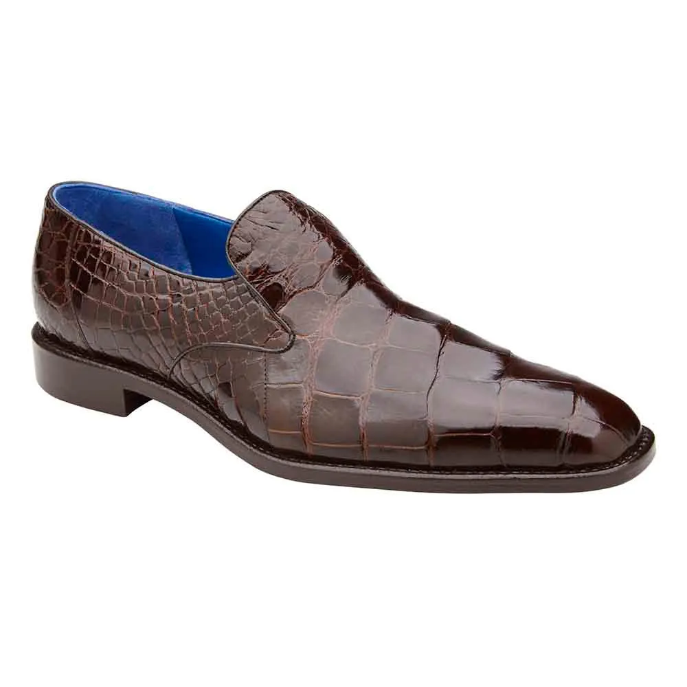 Belvedere Genova Men's Slip-On Brown Alligator Loafers