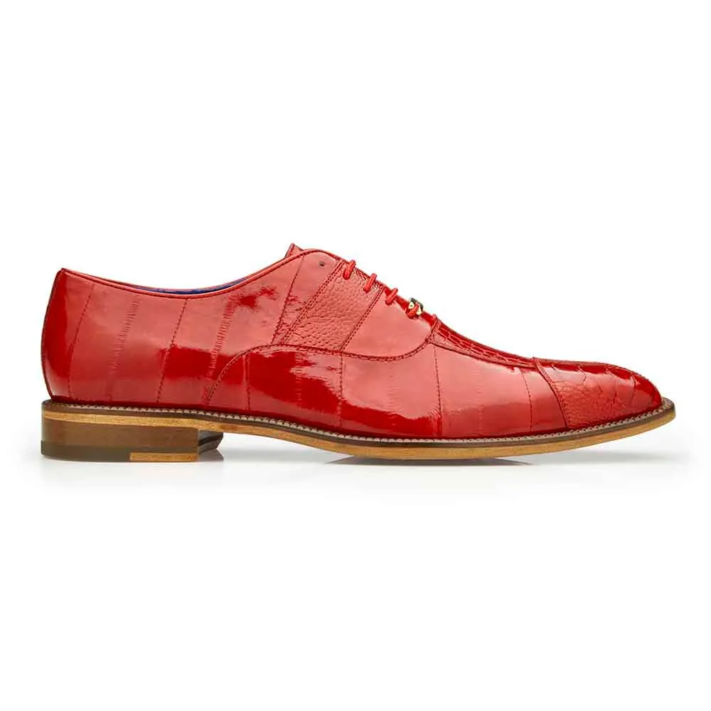 Belvedere Mens' Red Mare Ostrich & Eel Oxford Shoes