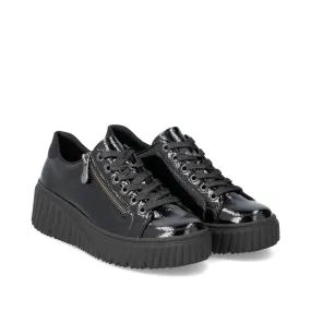 Black Patent Lace Zip Sneaker