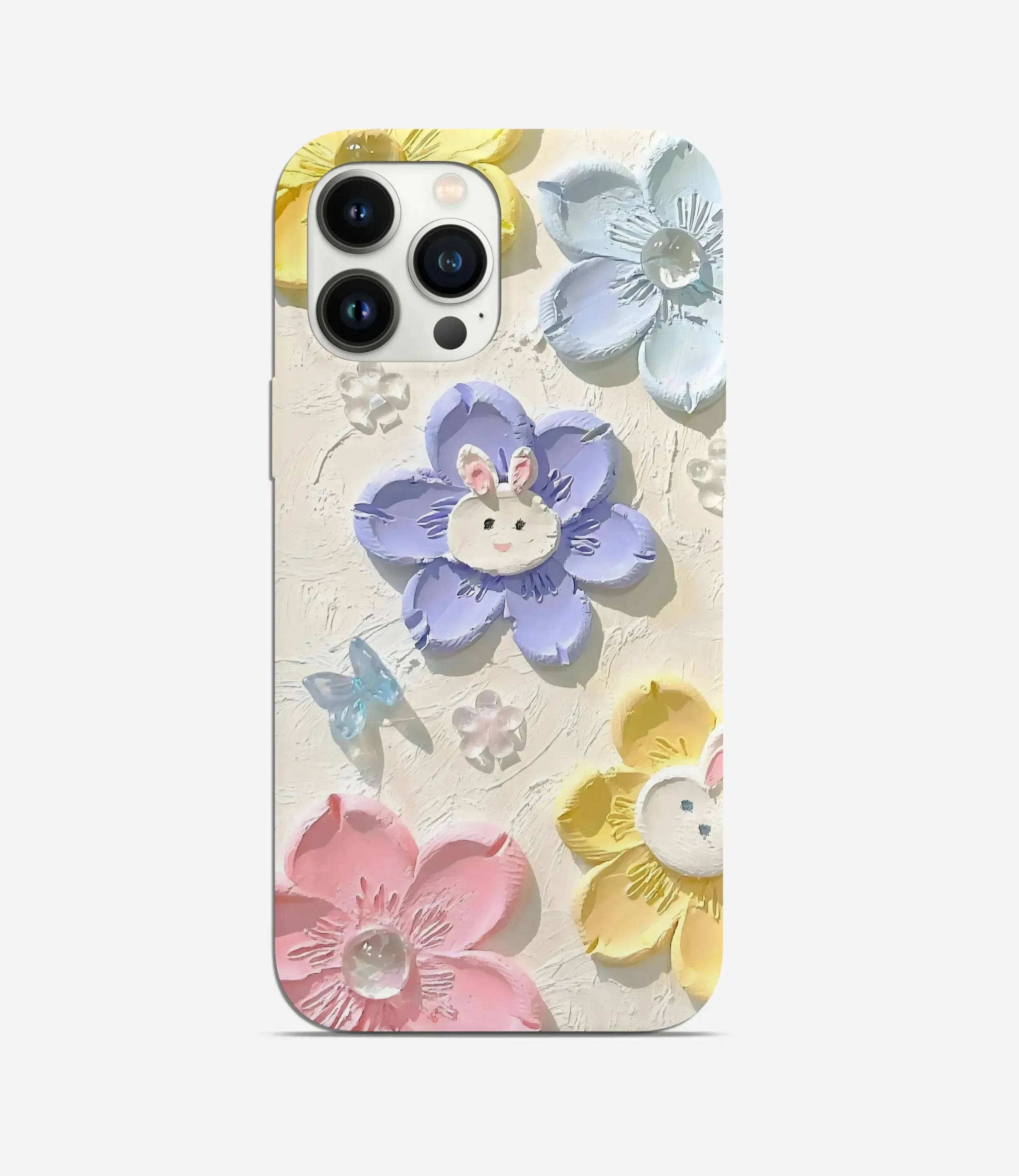 Bunny Face Floral Hard Phone Case