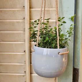 Ceramic hanging Pot with linen string