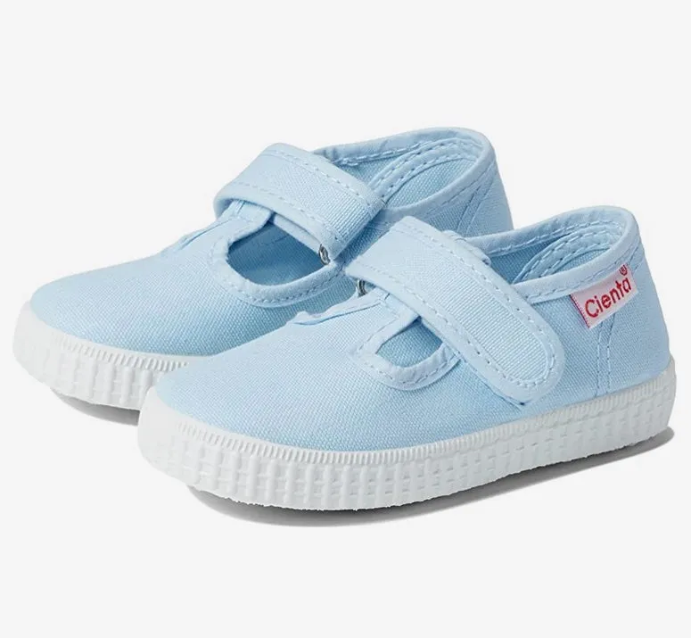 Cienta Velcro T Strap Light Blue