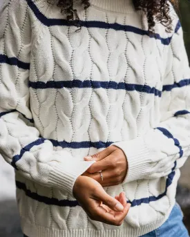 Comfort Stripe Organic Knitted Jumper - Off White Stripe