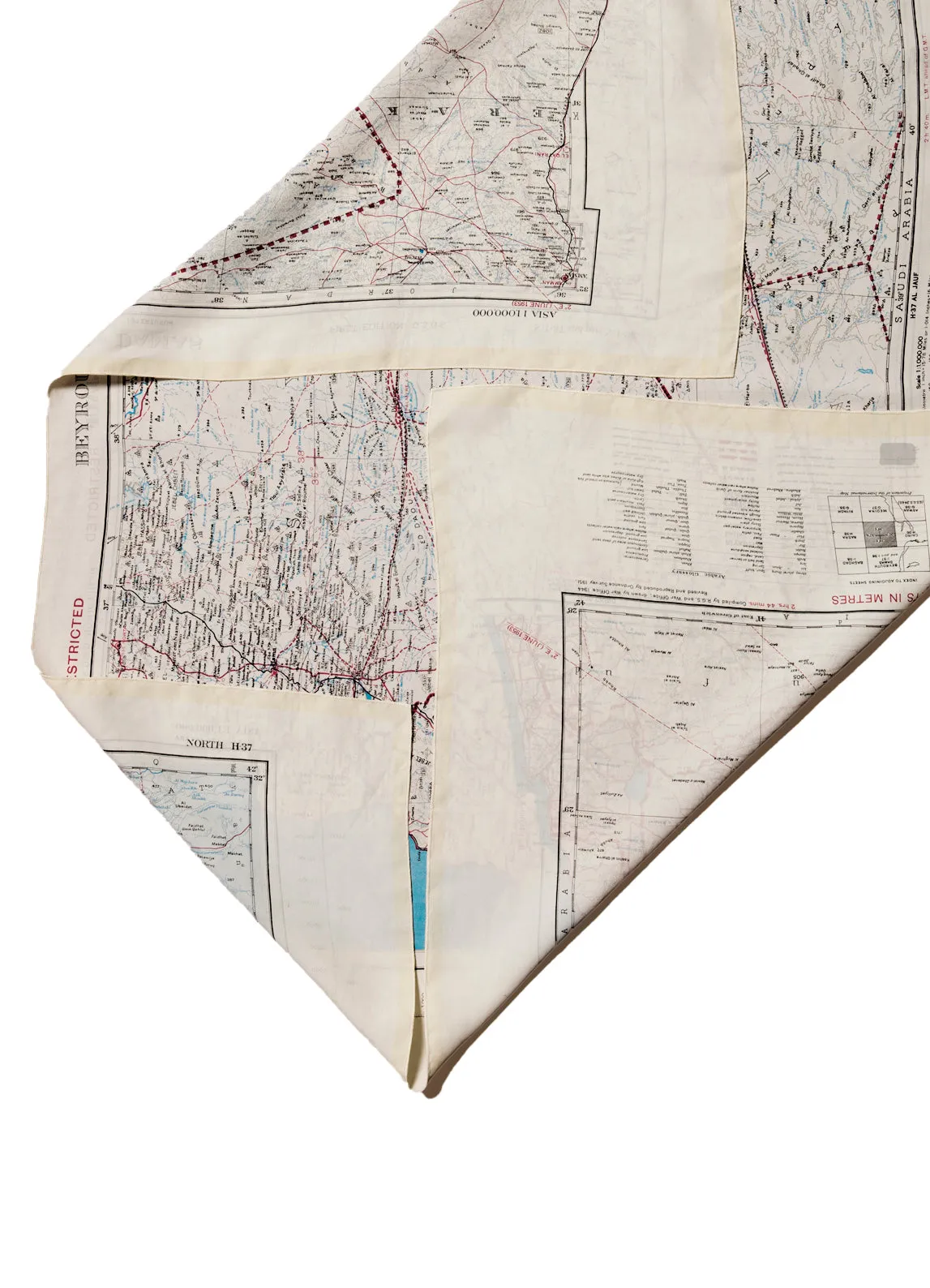 ESCAPE SCARF | Vintage British Army Map | Beirut / Damascus / Al Jauf