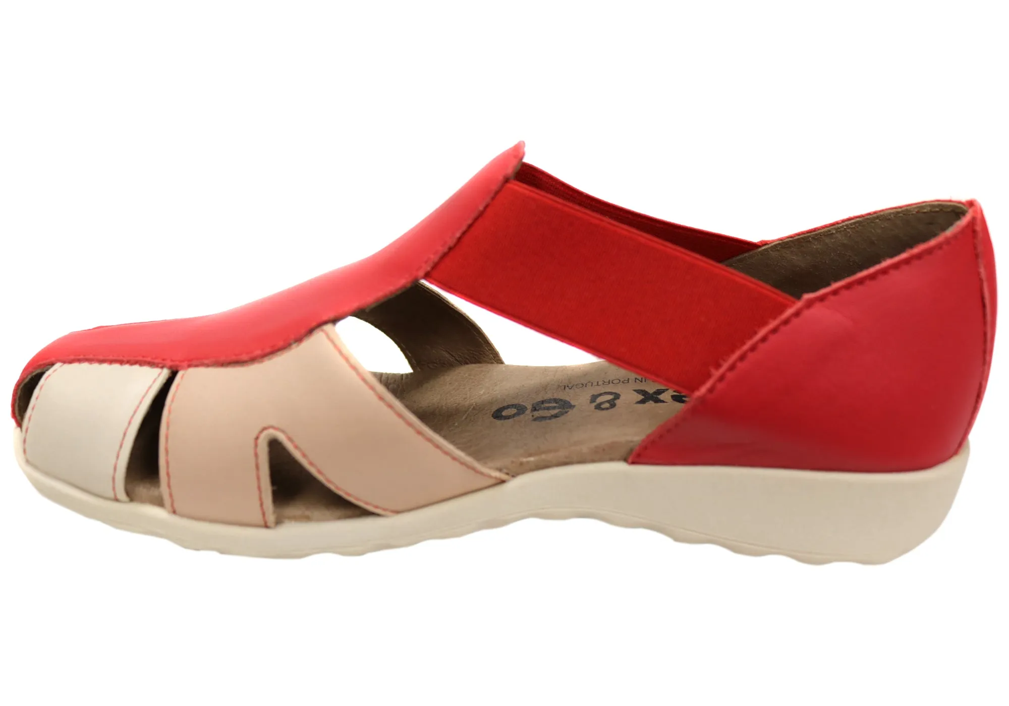 Flex & Go Skyler Womens Comfort Leather Sandals Shoes Made In Portugal