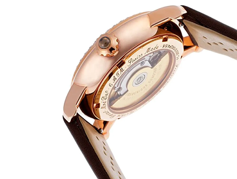 Frederique Constant Double Heart Beat Automatic Rose Gold Plated Steel Brown Satin Womens Watch FC-310CDHB2PD4