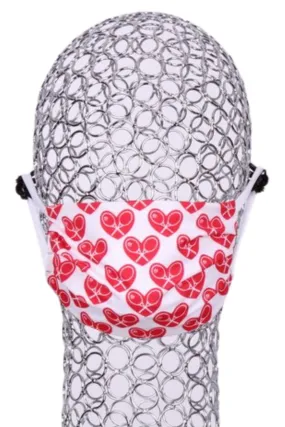 Handmade Premium Quality Women's Face Mask - Heart & Rackets