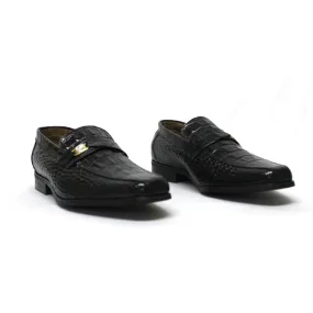 John Drake Croc Black Slip On