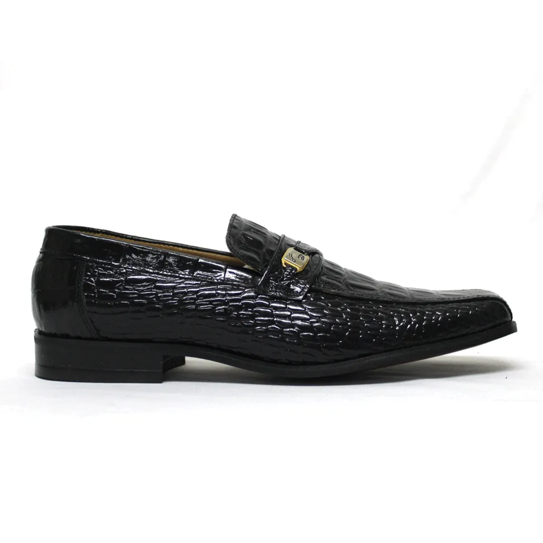 John Drake Croc Black Slip On