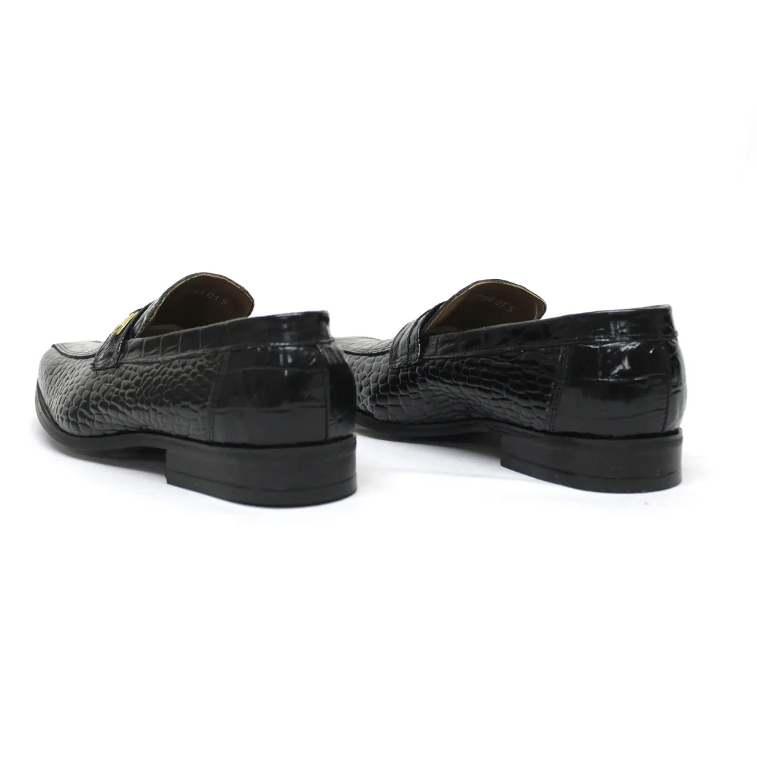 John Drake Croc Black Slip On