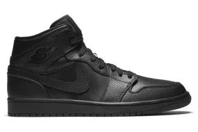 JORDAN 1 MID TRIPLE BLACK (M)