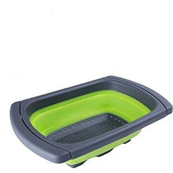 Kitchen Collapsible Silicone Colander Strainer Expands to 24 Over the Sink Basket Cooking Water Drainage