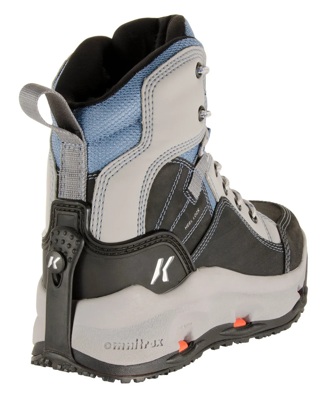 Korkers Buckskin Mary Womens Wading Boots with Kling-On & Studded Kling-On Soles - Grey/Black