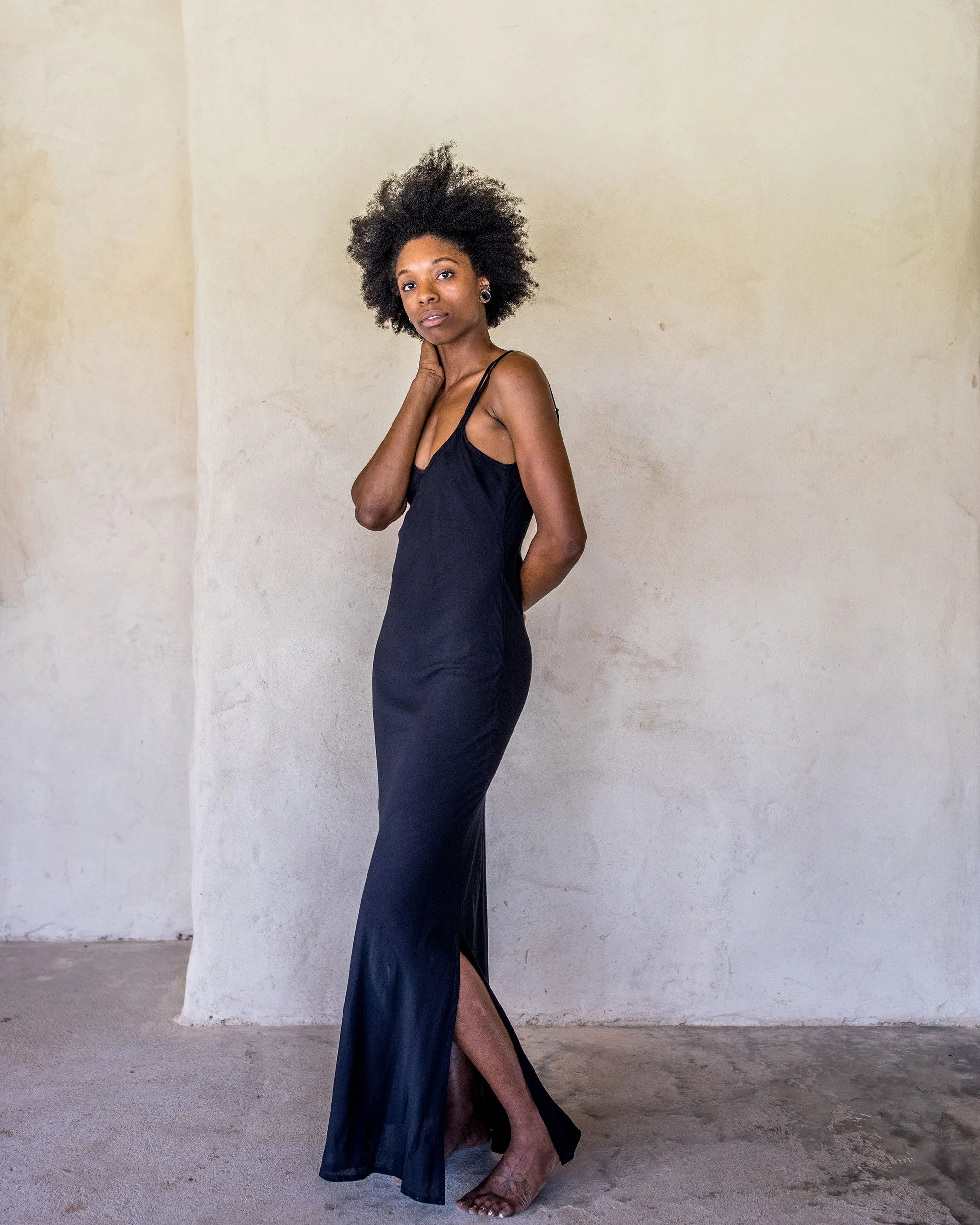 Long Slip Dress - Black