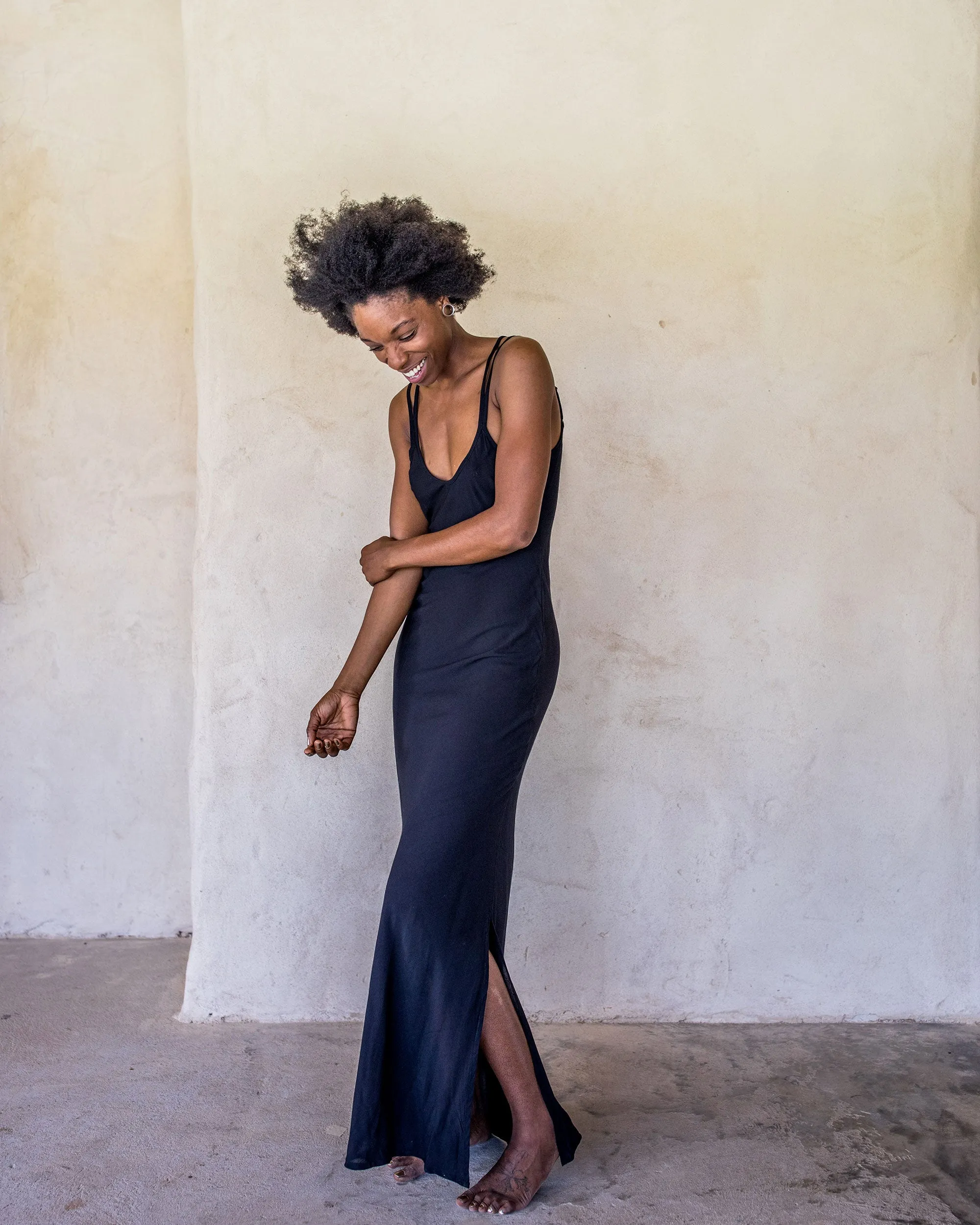 Long Slip Dress - Black