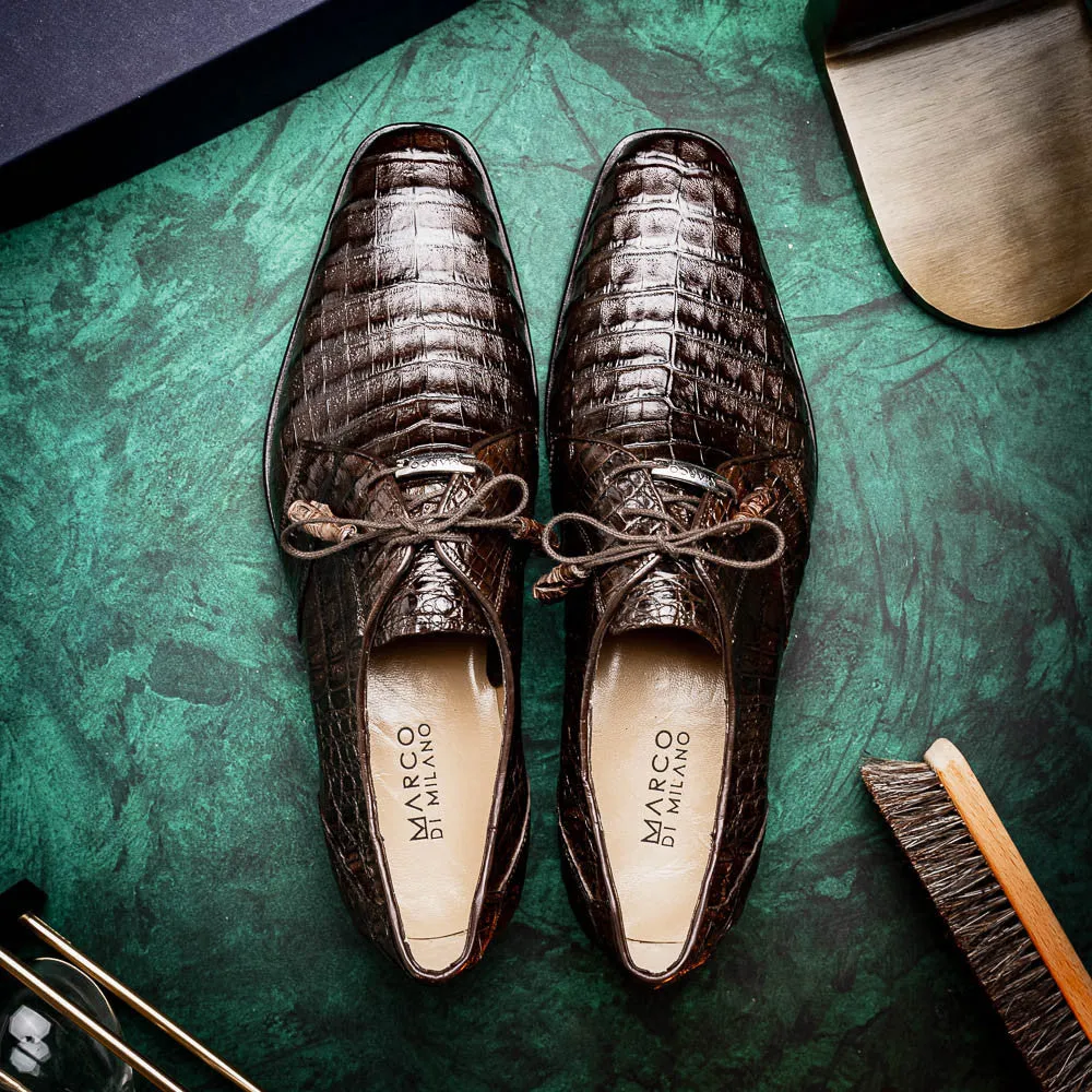 Marco Di Milano Lacio Derby Brown Caiman Shoes