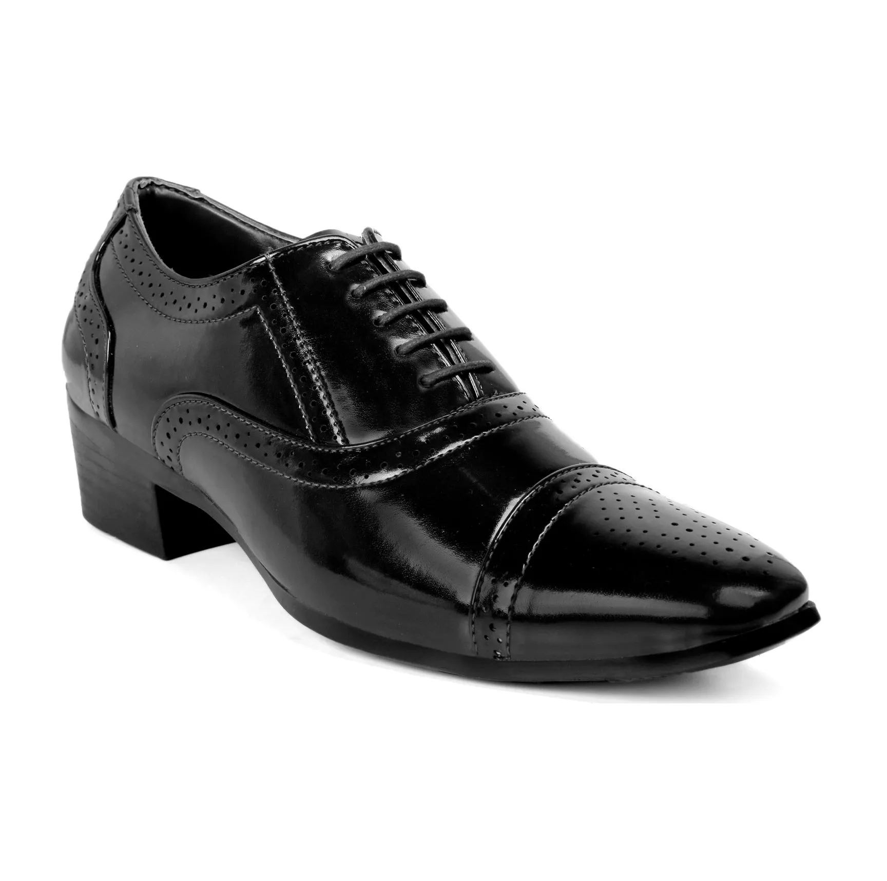 Men's Height Increasing Faux Leather Oxford Semi Brogue Formal Lace-Up Shoes