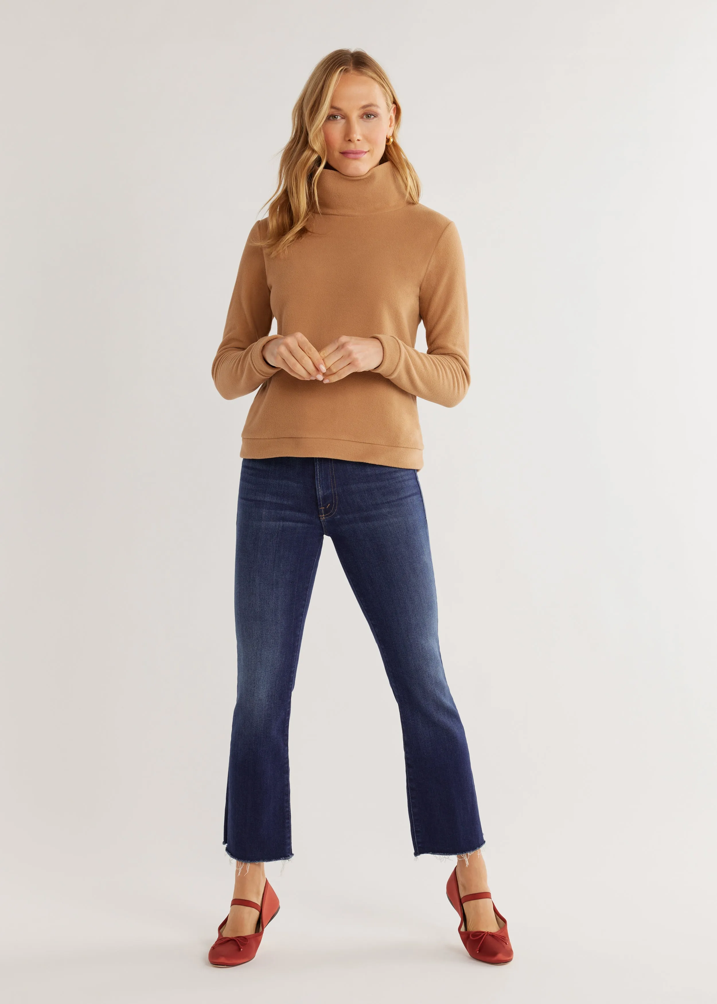 Park Slope Turtleneck in Vello Fleece (Camel)