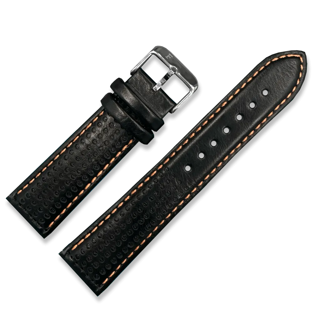 Racing Leather Straps Black 22 MM