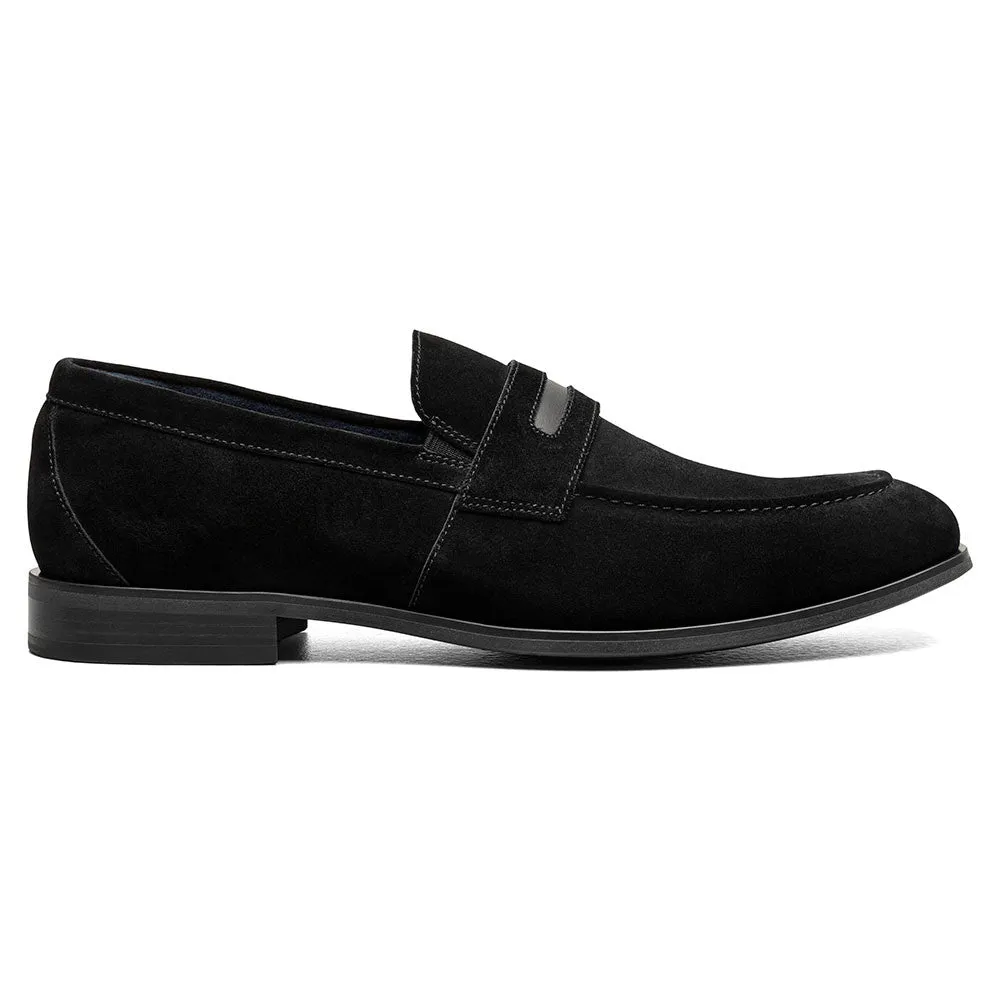 Stacy Adams Burke Black Suede Men’s Moc Toe Saddle Slip On Shoes