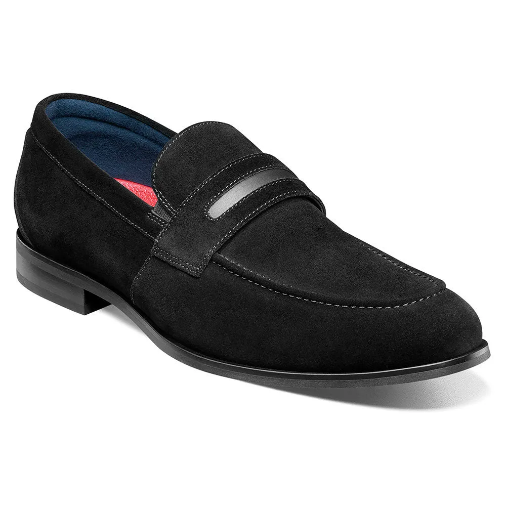 Stacy Adams Burke Black Suede Men’s Moc Toe Saddle Slip On Shoes