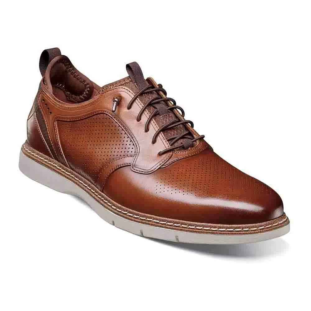 Stacy Adams Cognac SYNC Plain Toe Elastic Lace Up Shoes